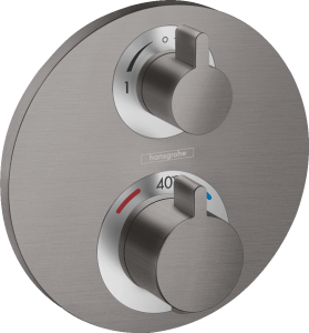 Hansgrohe Ecostat S Bateria termostatyczna do 2 odbiorników, montaż podtynkowy, element zewnętrzny Ecostat S Czarny Chrom Szczotkowany