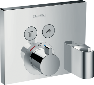 Hansgrohe ShowerSelect Bateria termostatyczna do 2 odbiorników z Fixfit i Porter, montaż podtynkowy, element zewnętrzny ShowerSelect Chrom