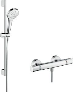 Hansgrohe Croma Select S Zestaw prysznicowy Vario z termostatem Ecostat Comfort i drążkiem 65 cm Croma Select S Biały/Chrom