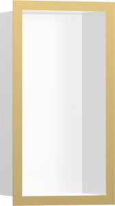 Hansgrohe XtraStoris Individual Wnęka ścienna biały matowy z ozdobną ramą 300/150/100 XtraStoris Individual Złoty Optyczny Polerowany