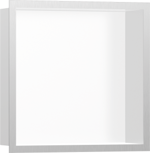 Hansgrohe XtraStoris Individual Wnęka ścienna biały matowy z ozdobną ramą 300/300/100 XtraStoris Individual Stal Szlachetna Szczotkowana