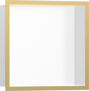 Hansgrohe XtraStoris Individual Wnęka ścienna biały matowy z ozdobną ramą 300/300/100 XtraStoris Individual Złoty Optyczny Polerowany