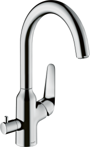 Hansgrohe Focus M42 Jednouchwytowa bateria kuchenna 220, z zaworem odcinającym, 1jet Focus M42 Chrom