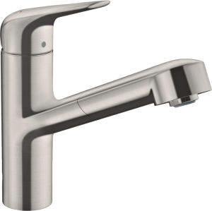 Hansgrohe Focus M42 Jednouchwytowa bateria kuchenna 150, wyciągana wylewka, 1jet Focus M42 Stal Szlachetna Finish