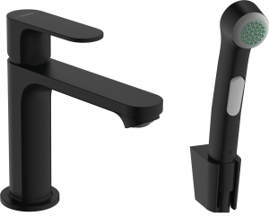 Hansgrohe Rebris S Jednouchwytowa bateria umywalkowa 110 z główką Bidette i wężem 160 cm bez kompletu odpływowego Rebris S Czarny Matowy