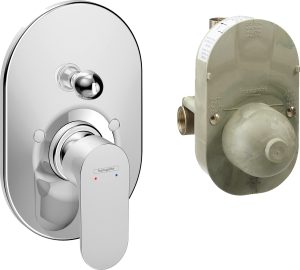 Hansgrohe Rebris S Zestaw prysznicowy podtynkowy, element podstawowy i element zewnętrzny Rebris S Chrom