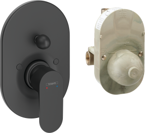 Hansgrohe Rebris S Zestaw prysznicowy podtynkowy, element podstawowy i element zewnętrzny Rebris S Czarny Matowy