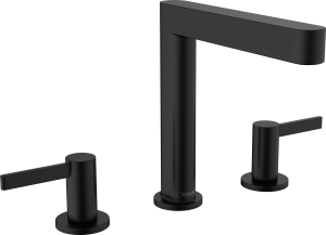 Hansgrohe Finoris 3-otworowa bateria umywalkowa 160 z kompletem odpływowym Push-Open Finoris Czarny Matowy