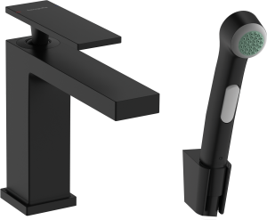 Hansgrohe Tecturis E Jednouchwytowa bateria umywalkowa 110 z główką Bidetta i wężem prysznicowym 160 cm Tecturis E Czarny Matowy
