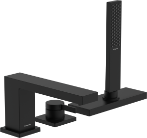 Hansgrohe Tecturis E 3-otworowa, jednouchwytowa bateria na brzeg wanny z sBox, element zewnętrzny Tecturis E Czarny Matowy