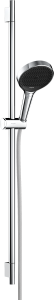Hansgrohe Rainfinity Zestaw prysznicowy 130 3jet EcoSmart z drążkiem S Puro 90 cm PushSlider i tekstylnym wężem prysznicowym Designflex 160 cm Rainfinity Chrom