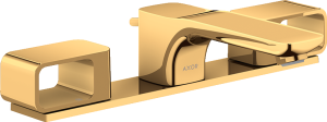 AXOR Urquiola 3-otworowa bateria umywalkowa 50 z płytką i kompletem odpływowym Złoty Optyczny Polerowany