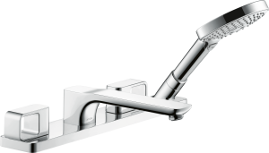 AXOR Urquiola 4-otworowa bateria wannowa do montażu na cokole z płytek Czerwone Złoto Polerowane