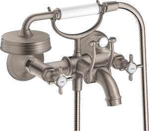 AXOR Montreux 2-uchwytowa bateria wannowa, montaż natynkowy Stal Szlachetna Optyczna
