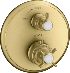 AXOR Montreux Bateria termostatyczna z zaworem odcinającym, montaż podtynkowy Złoty Optyczny Szczotkowany