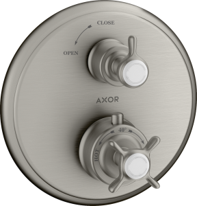 AXOR Montreux Bateria termostatyczna z zaworem odcinającym, montaż podtynkowy Stal Szlachetna Optyczna