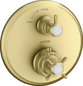AXOR Montreux Bateria termostatyczna z zaworem odcinającym, montaż podtynkowy Mosiądz Szczotkowany