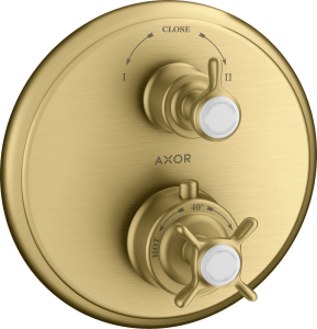 AXOR Montreux Bateria termostatyczna z zaworem odcinająco-przełączającym, montaż podtynkowy Złoty Optyczny Szczotkowany