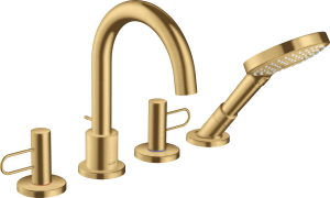 AXOR Uno 4-otworowa bateria na brzeg wanny z ucheytem loop Złoty Optyczny Szczotkowany