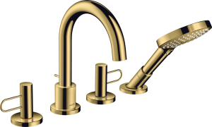 AXOR Uno 4-otworowa bateria na brzeg wanny z ucheytem loop Złoty Optyczny Polerowany