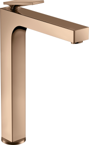 AXOR Citterio Jednouchwytowa bateria umywalkowa 280 z uchwytem dźwigniowym z niezamykanym kompletem odpływowym Czerwone Złoto Polerowane