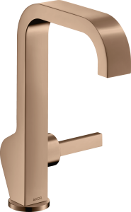 AXOR Citterio Jednouchwytowa bateria umywalkowa 190 z uchwytem pin z niezamykanym kompletem odpływowym Czerwone Złoto Polerowane