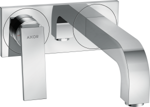 AXOR Citterio Jednouchwytowa bateria umywalkowa ścienna do montażu podtynkowego z uchwytem dźwigniowym i płytką, wylewka 220 mm, element zewnętrzny Chrom