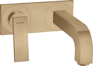 AXOR Citterio Jednouchwytowa bateria umywalkowa ścienna do montażu podtynkowego z uchwytem dźwigniowym i płytką, wylewka 220 mm, element zewnętrzny Brąz Szczotkowany
