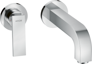 AXOR Citterio Jednouchwytowa bateria umywalkowa ścienna do montażu podtynkowego z uchwytem dźwigniowym i rozetami, wylewka 220 mm, element zewnętrzny Chrom