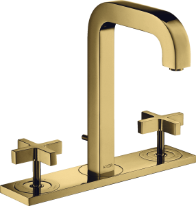 AXOR Citterio 3-otworowa bateria umywalkowa 170 z uchwytami krzyżowymi, wylewka 140mm Złoty Optyczny Polerowany