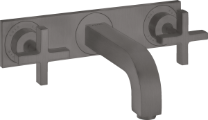 AXOR Citterio 3-otworowa bateria umywalkowa montaż ścienny podtynkowy z wylewką 226mm Czarny Chrom Szczotkowany