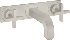 AXOR Citterio 3-otworowa bateria umywalkowa montaż ścienny podtynkowy z wylewką 226mm Stal Szlachetna Optyczna