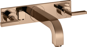 AXOR Citterio 3-otworowa bateria umywalkowa montaż ścienny podtynkowy Czerwone Złoto Polerowane