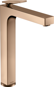 AXOR Citterio Jednouchwytowa bateria umywalkowa 280 z uchwytem dźwigniowym i niezamykanym kompletem odpływowym - szlif diamentowy Czerwone Złoto Polerowane