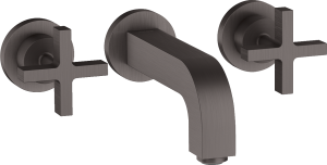 AXOR Citterio 3-otworowa bateria umywalkowa montaż ścienny podtynkowy z wylewką 162mm Czarny Chrom Szczotkowany