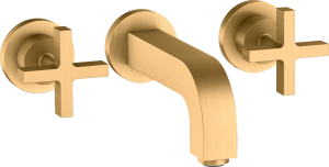 AXOR Citterio 3-otworowa bateria umywalkowa montaż ścienny podtynkowy z wylewką 162mm Mosiądz Szczotkowany