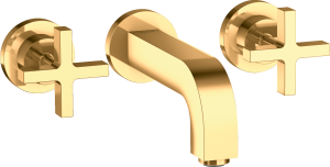 AXOR Citterio 3-otworowa bateria umywalkowa montaż ścienny podtynkowy z wylewką 162mm Złoty Optyczny Polerowany
