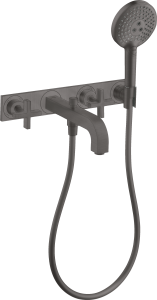 AXOR Citterio 3-otworowa bateria wannowa montaż ścienny podtynkowy Czarny Chrom Szczotkowany