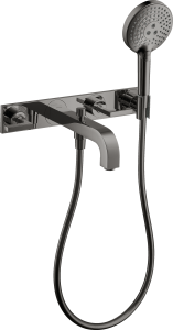 AXOR Citterio 3-otworowa bateria wannowa montaż ścienny podtynkowy Czarny Chrom Polerowany