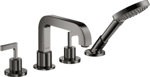 AXOR Citterio 4-otworowa bateria na brzeg wanny Czarny Chrom Polerowany