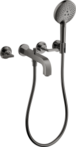 AXOR Citterio 3-otworowa bateria wannowa montaż ścienny podtynkowy Czarny Chrom Polerowany