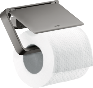 AXOR Universal Softsquare Uchwyt na papier toaletowy z osłoną Czarny Chrom Polerowany