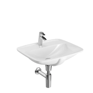 Umywalka podblatowa z półką NOVA PRO 55 cm, z otworem, z przelewem z przodu KOŁO