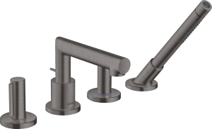 AXOR Uno 4-otworowa bateria na brzeg wanny z uchwytem zero Czarny Chrom Szczotkowany