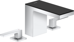 AXOR MyEdition 3-otworowa bateria umywalkowa 110 z kompletem odpływowym Push-Open Chrom/Czarne Szkło