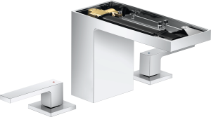 AXOR MyEdition 3-otworowa bateria umywalkowa 110 z kompletem odpływowym Push-Open, bez płytki Chrom