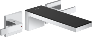 AXOR MyEdition 3-otworowa bateria umywalkowa ścienna, podtynkowa z wylewką 221 mm Chrom/Czarne Szkło