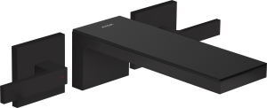AXOR MyEdition 3-otworowa bateria umywalkowa ścienna, podtynkowa z wylewką 221 mm Czarny Matowy/Czarne Szkło