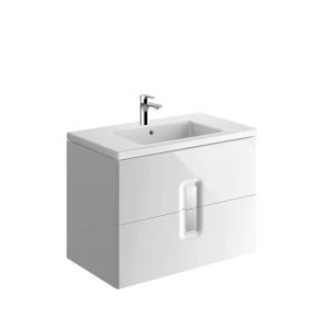 Szafka podumywalkowa wisząca, z 2 szufladami TWINS 80 x 57 x 46 cm, biały połysk KOŁO