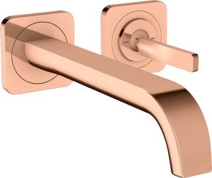 AXOR Citterio E Jednouchwytowa bateria umywalkowa z wylewką 221mm i rozetami, montaż ścienny podtynkowy, element zewnętrzny Czerwone Złoto Polerowane